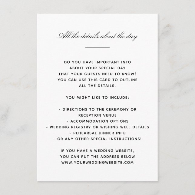 Cartão De Informações Detalhes Clássicos Elegantes (Frente)