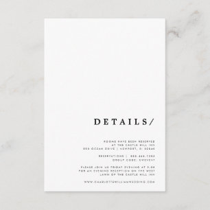Cartão De Informações Detalhes clássicos modernos mínimos do casamento