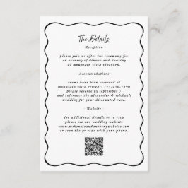 Cartão De Informações Detalhes Código QR de Casamento Preto com Borda On