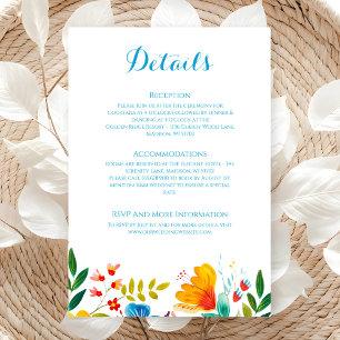 Cartão De Informações Detalhes Coloridos Do Casamento De Cores De Água D