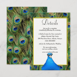 Cartão De Informações Detalhes Coloridos do Casamento Peacock