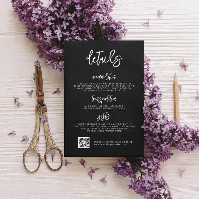 Cartão De Informações Detalhes contemporâneos do casamento negro Código  (Criador carregado)