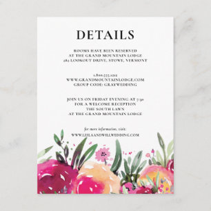 Cartão De Informações Detalhes cor-de-rosa florais do casamento da