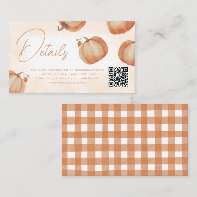 Cartão De Informações Detalhes da Abóbora de Queda (Frente/Verso)