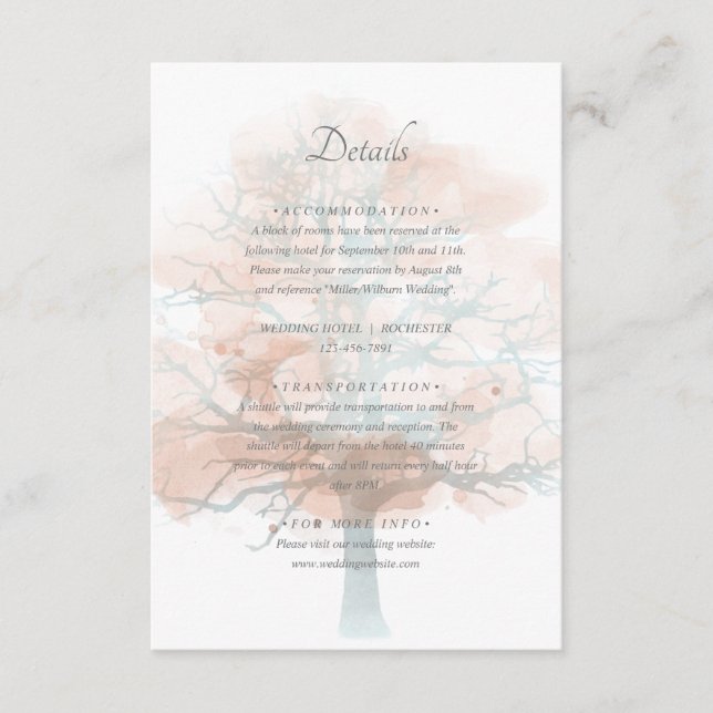 Cartão De Informações Detalhes da árvore Mistura (Frente)