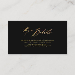 Cartão De Informações Detalhes da Caligrafia Dourada de Luxo PixDezines