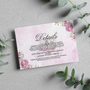 Cartão De Informações Detalhes da carruagem floral em aquarela elegante 