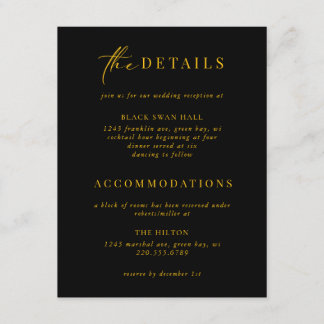 Cartão De Informações Detalhes da Decisão de Arte Dourada Formatada Pret