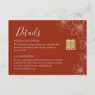 Cartão De Informações Detalhes da decoração floral chinesa moderna boho