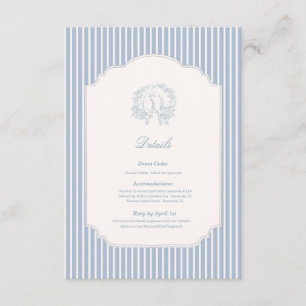 Cartão De Informações Detalhes da Festa de Jardim de Casamento Azul Empo