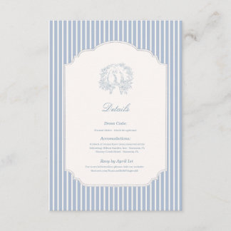 Cartão De Informações Detalhes da Festa de Jardim de Casamento Azul Empo