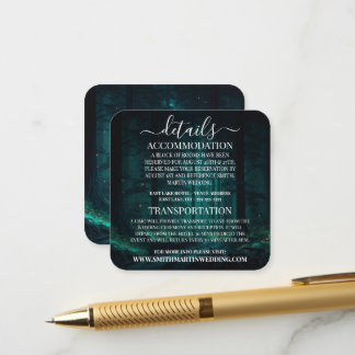 Cartão De Informações Detalhes da Floresta Encantada Verde Personalizada