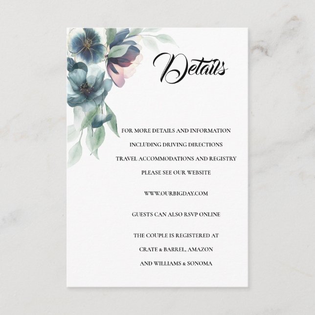 Cartão De Informações Detalhes da placa de gabinete de flores aquáticas (Frente)