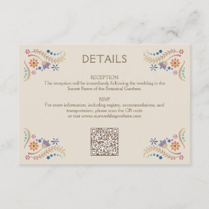 Cartão De Informações Detalhes da QR de Casamento Fiesta Boho