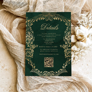 Cartão De Informações Detalhes da QR do Casamento Real Dourado do Victor