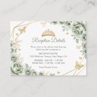 Detalhes da Quinceanera Floral Verde Oliva Dourado