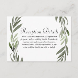 Cartão De Informações detalhes da Recepção de Casamento com Coroa de Fol