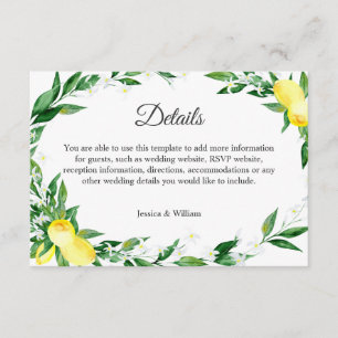 Cartão De Informações Detalhes da recepção de casamento da flor dos