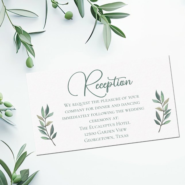 Cartão De Informações Detalhes da Recepção de casamento Eucalyptus Leaf  (Criador carregado)