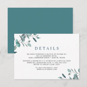 Cartão De Informações Detalhes da Recepção de casamento Eucalyptus Wat