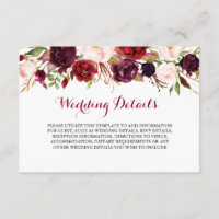 Detalhes da Recepção de Casamento Floral Burgundy