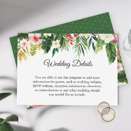 Cartão De Informações Detalhes da Recepção de Casamento Floral Folha Tro
