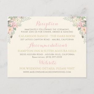 Cartão De Informações Detalhes da Recepção de Casamento Floral Rosa Clar