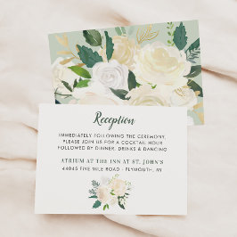 Cartão De Informações Detalhes da Recepção de Casamento Floral Sage