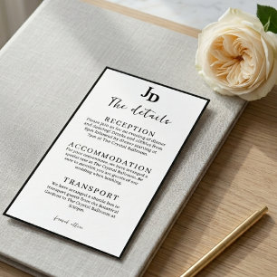 Cartão De Informações Detalhes da Recepção de Casamento Minimalista Info