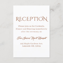 Cartão De Informações Detalhes da Recepção de casamento Terracotta Elega