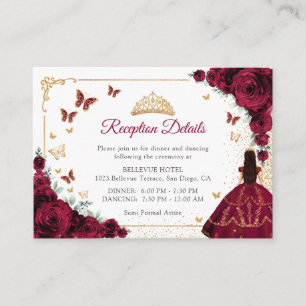 Cartão De Informações Detalhes da Recepção de Quinceanera de Rosas Borgo