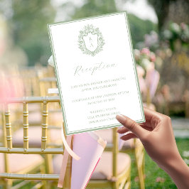 Cartão De Informações Detalhes da Recepção do Monograma Verde Sage