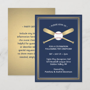 Cartão De Informações Detalhes da Recepção e Festa do Tema de Beisebol N