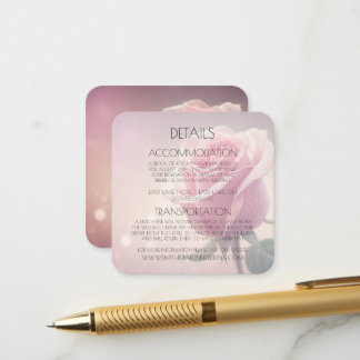 Cartão De Informações Detalhes da Rosa Rosa Única Bonita Personalizada