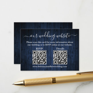 Cartão De Informações Detalhes da RSVP de Casamento da Madeira Azul Rúst