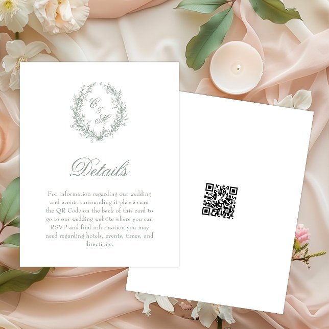 Cartão De Informações Detalhes da Solha Botânica do Monograma Verde Sage (Criador carregado)