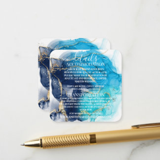 Cartão De Informações Detalhes da Tinta Alcoólica Azul Dourado Personali