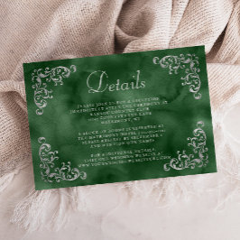 Cartão De Informações Detalhes da Vintage Silver Emerald Green Watercolo