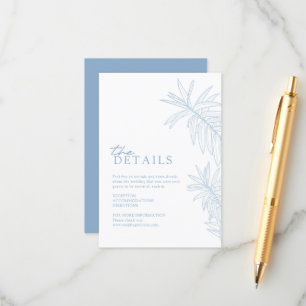 Cartão De Informações Detalhes das Folhas Botânicas Elegantes Azuis Dust