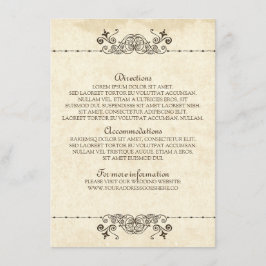 Cartão De Informações Detalhes de Antigo Casamento Vintage Inserir