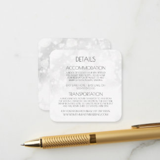 Cartão De Informações Detalhes de Bokeh de Casamento Branco Personalizad