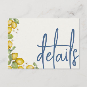 Cartão De Informações Detalhes de Casamento Amarelo & Azul de Limões Mod