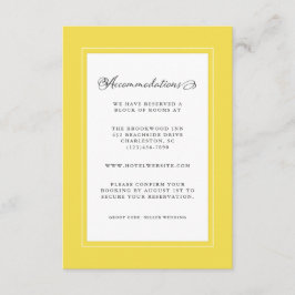 Cartão De Informações Detalhes de Casamento Amarelo e Branco Bordas Mode