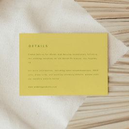Cartão De Informações Detalhes de Casamento Amarelo Limão Moderno & Site