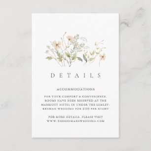 Cartão De Informações Detalhes de Casamento ao Ar Livre com Flores Silve