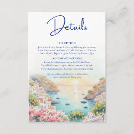 Cartão De Informações Detalhes de Casamento Aquarela Amalfi Coast Amore