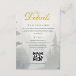 Cartão De Informações Detalhes de Casamento Aquarela Floresta Rústica Ve