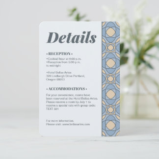 Cartão De Informações Detalhes de Casamento Art Déco Azul Empoeirado Mod