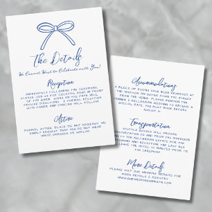 Cartão De Informações Detalhes de Casamento Azul Desenhados à Mão