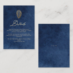 Cartão De Informações Detalhes de casamento azul marinho elegante no oce